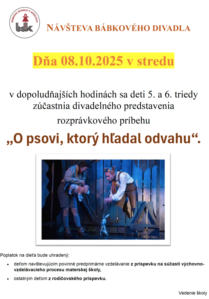 Návšteva bábkového divadla - 5. a 6. trieda - Obrázok 1