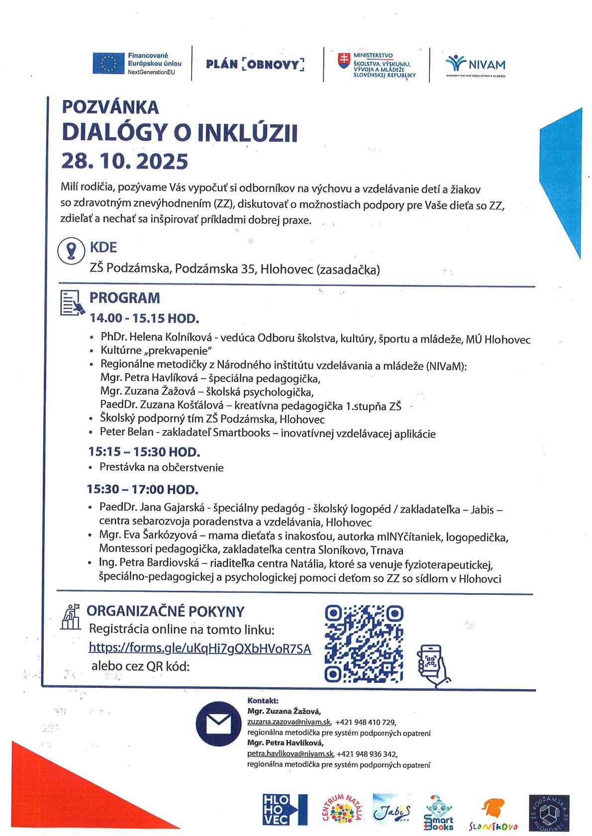 Oznam pre rodičov - Obrázok 1