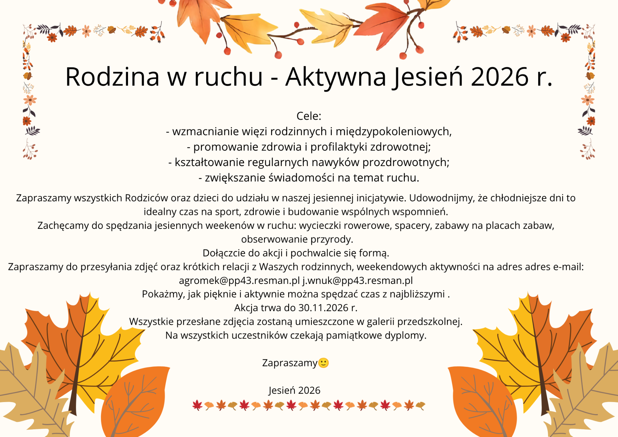 RODZINA W RUCHU - AKTYWNA JESIEŃ 2026 R. - Pokaż obrazek 1