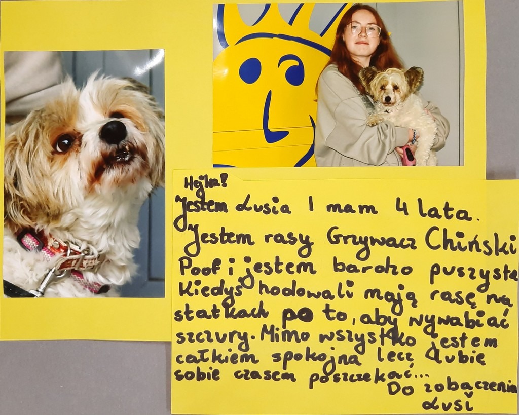 kartka z albumu Nasi Ulubieńcy, czyli zwierzęta domowe uczniów SP73