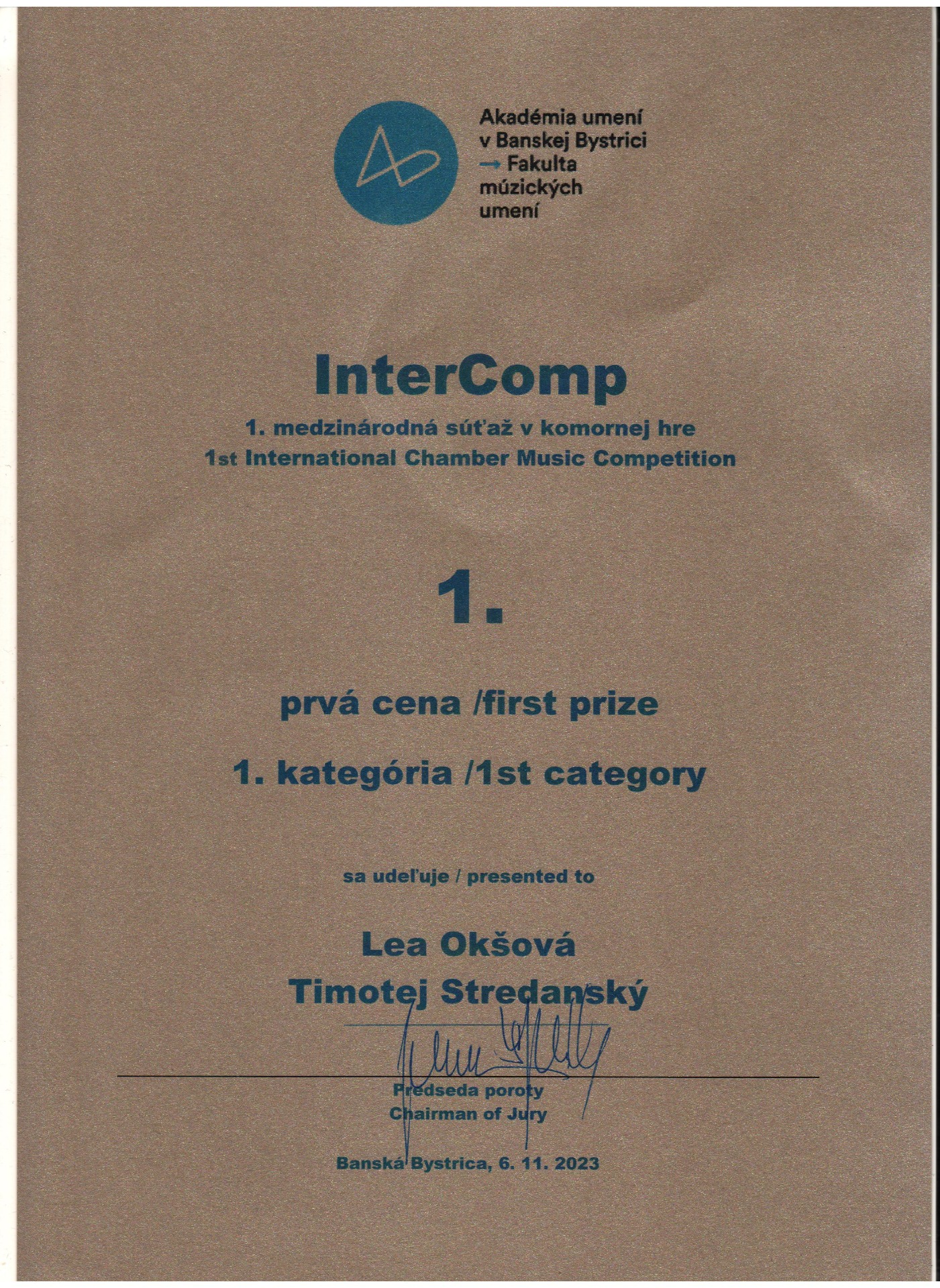 Lea Okšová a Timotej Streďanský získali 1. miesto a absolútneho víťaza na súťaži InterComp v Banskej Bystrici v komornej hre - Obrázok 4
