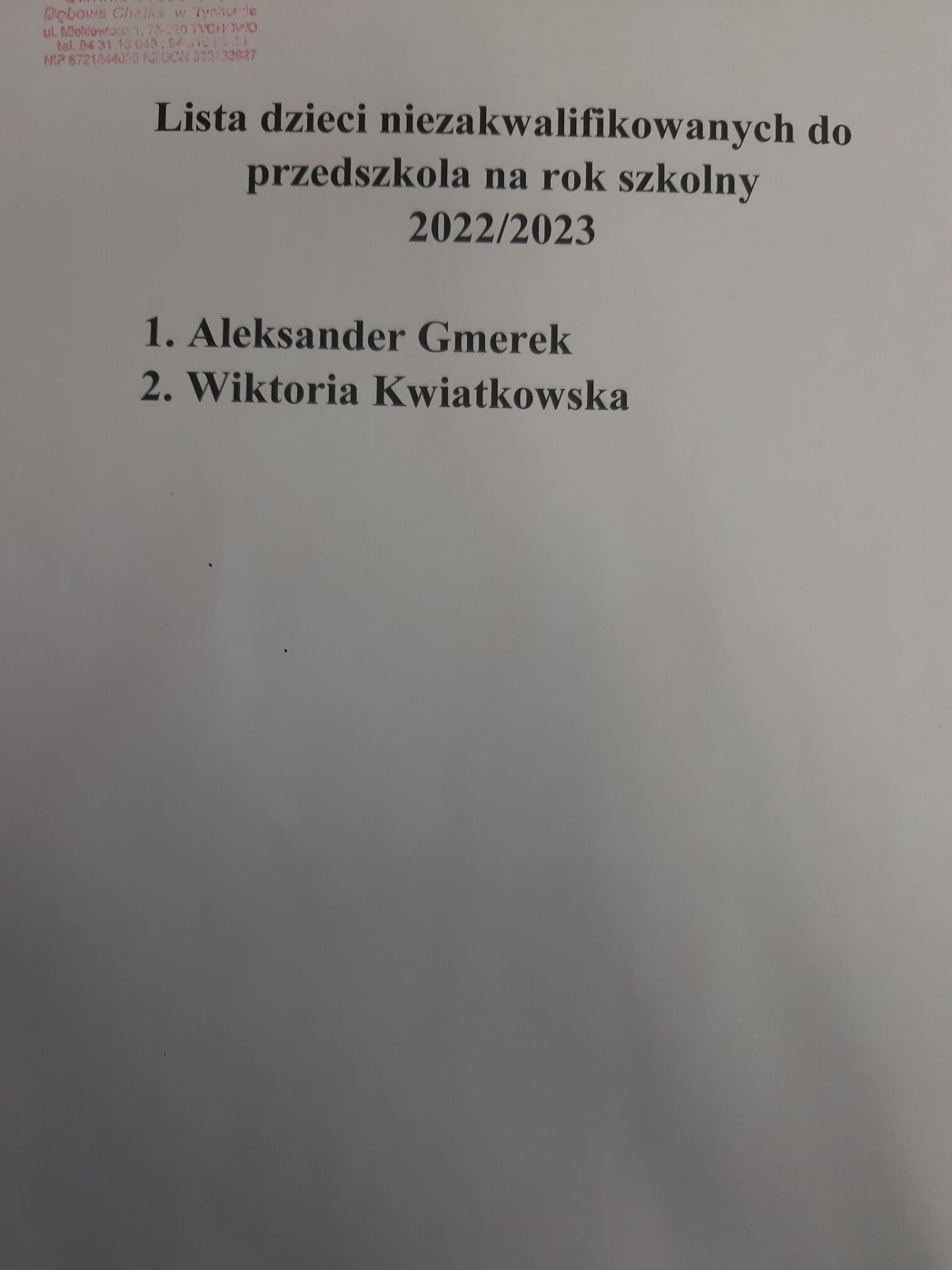 Lista dzieci zakwalifikowanych do przedszkola na rok szkolny 2022/2023 - Obrazek 3