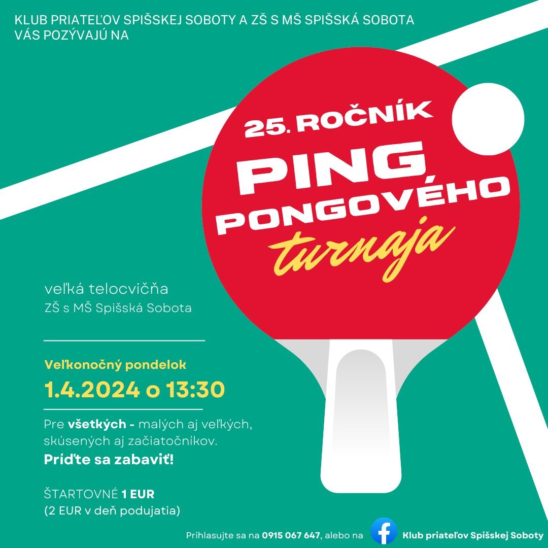 Veľkonočný pingpongový turnaj - pozvánka - Obrázok 1