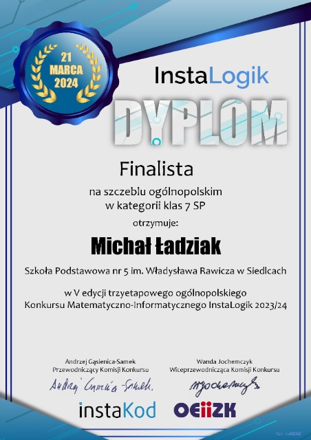 Michał Ładziak Finalistą V edycji konkursu InstaLogik 2023/2024 - Obrazek 2