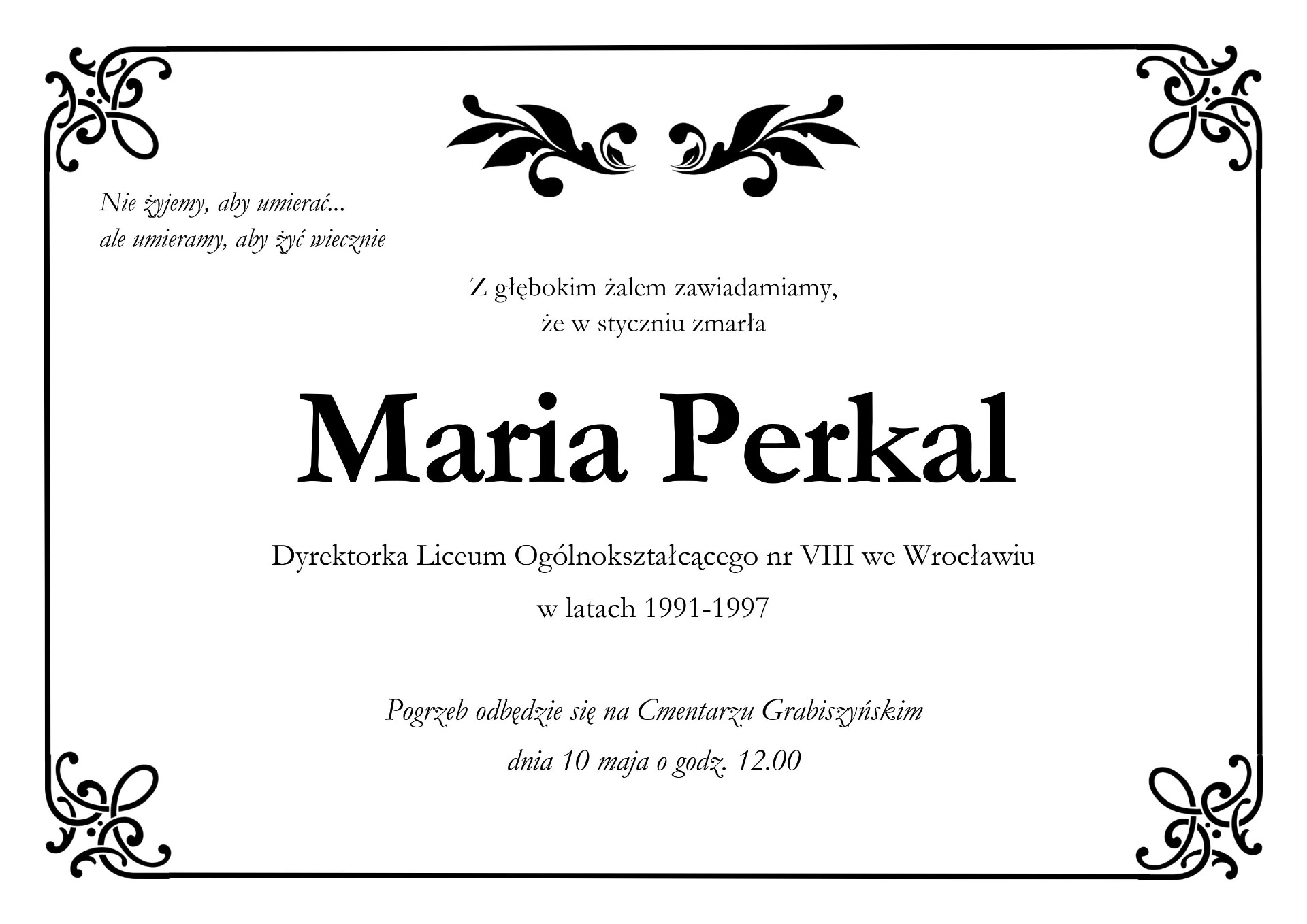 Odeszła Maria Perkal - Obrazek 1