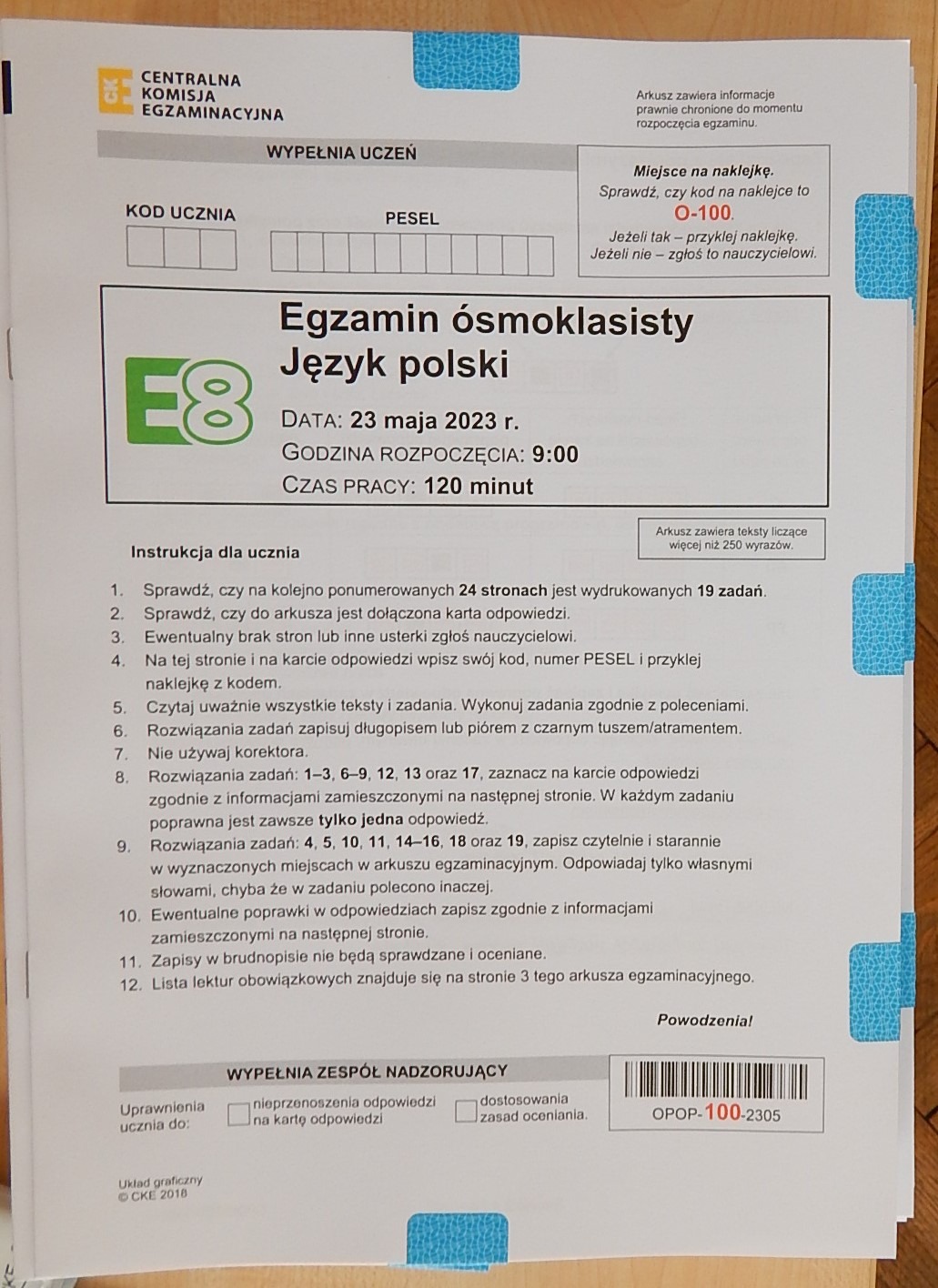 Arkusz Egzaminacyjny z Języka Polskiego