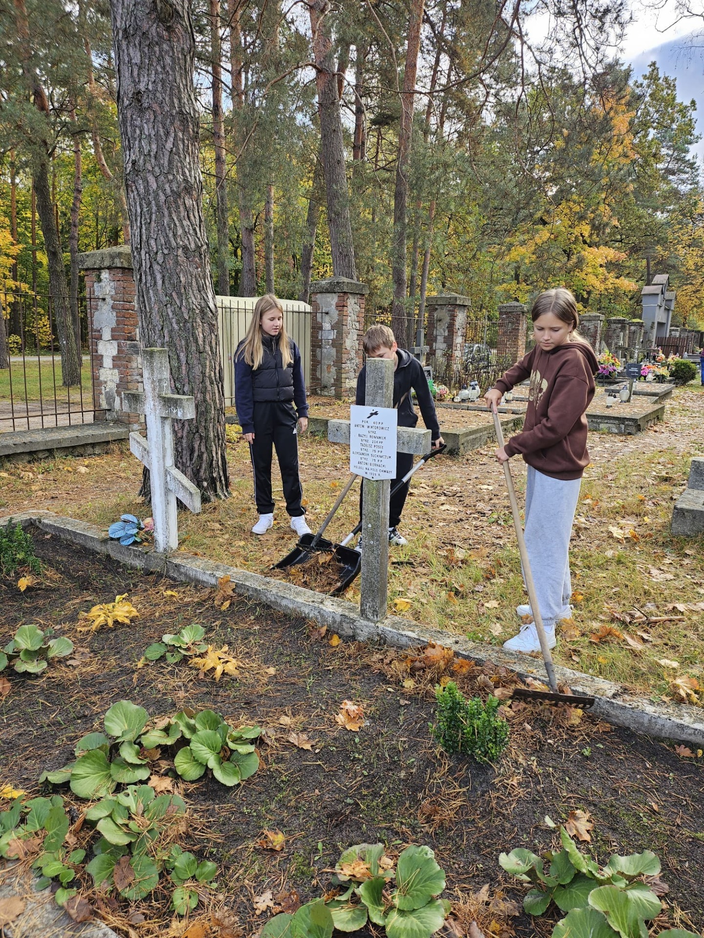 Sprzątanie grobów żołnierskich na cmentarzu parafialnym w Zwierzyńcu - Obrazek 2