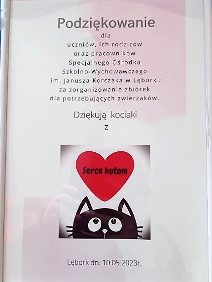 Podziękowanie od Fundacji Serce Kotom - Lębork  - Obrazek 4