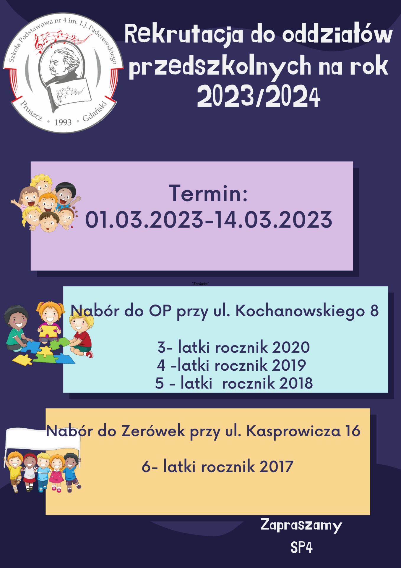 Rekrutacja do oddziałów przedszkolnych na rok 2023/2024 - Obrazek 1